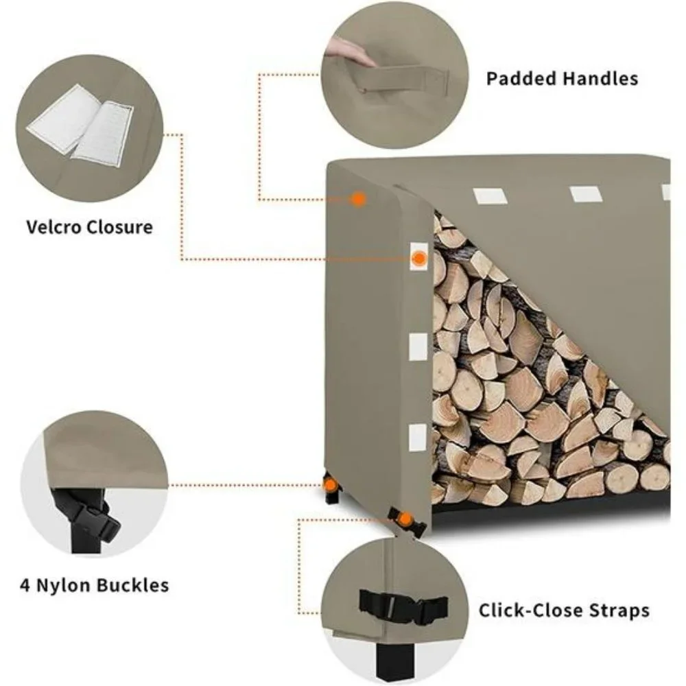 8 Ft Log Rack Cover 600D Heavy Duty Waterproof Firewood Cover 96